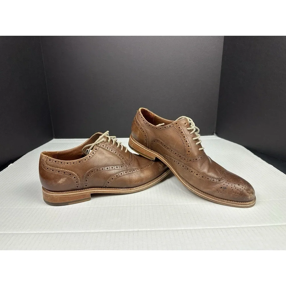 Warfield & Grand Men's Sz 9 Wing Tip Oxfords Roy 63606 Brown Dress See Pics
